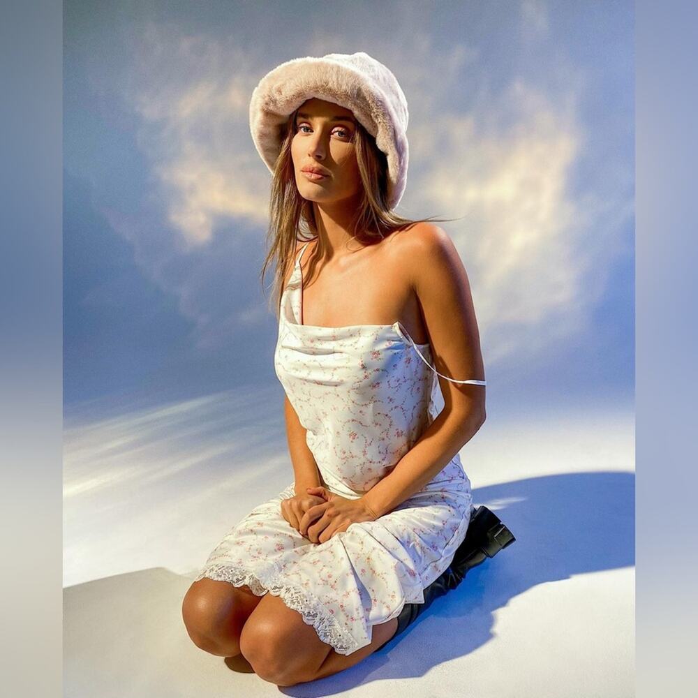 Frankie’s Bikinis Cara Satin Maxi Dress Day Lily Floral Medium
